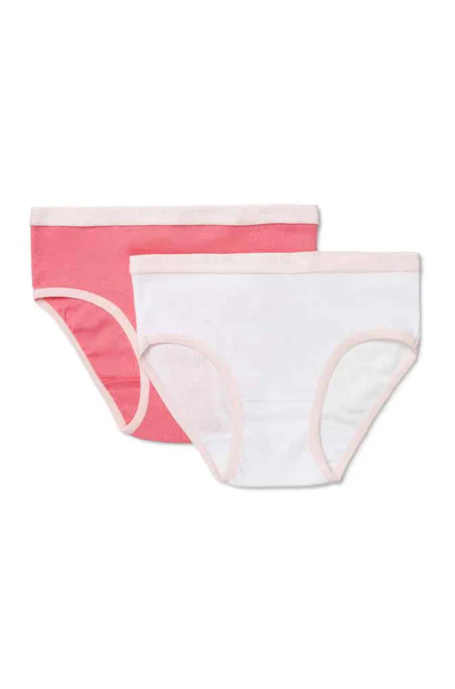 Marquise Girls Everyday 2 Pack Underwear - Hot Pink & White