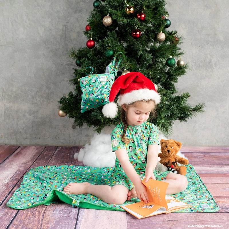 Monarch Bamboo Short Romper Bootysuit - Snoopy In Green - Image 3
