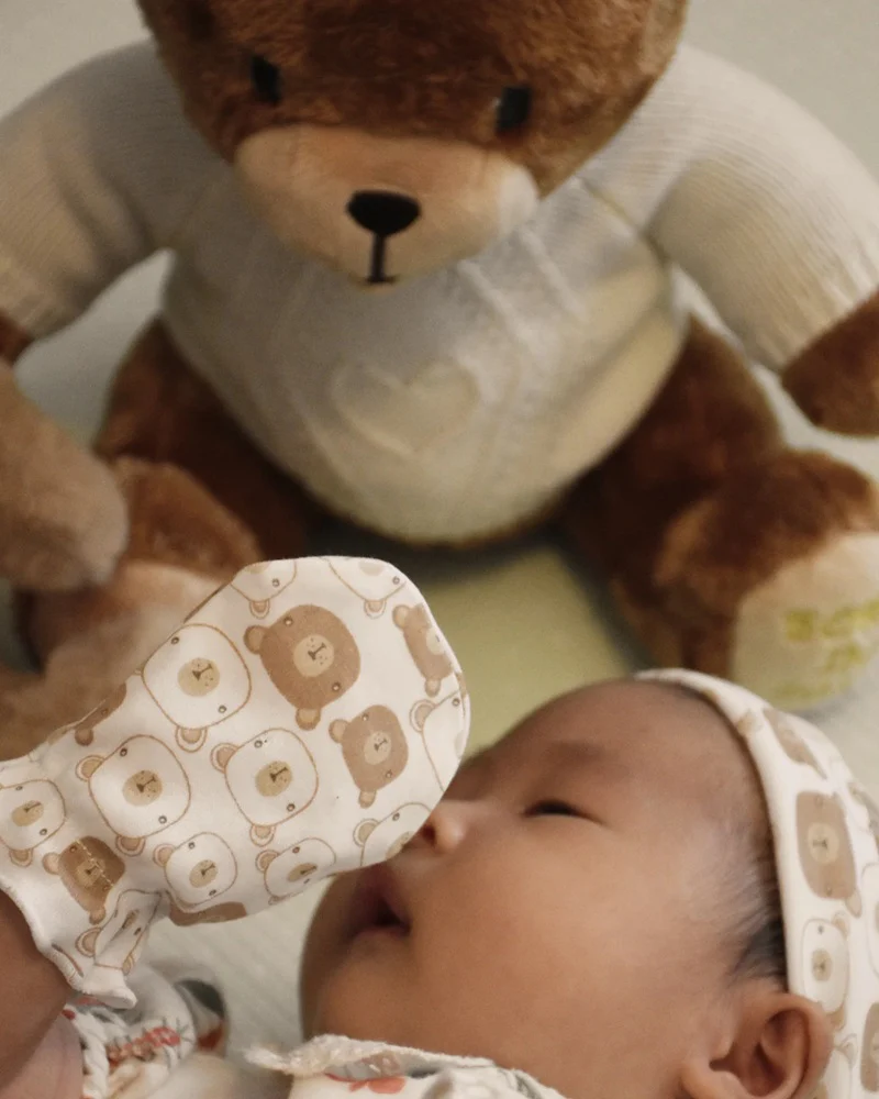 Playette 3 Pack Newborn Bear Print Caps - Image 2