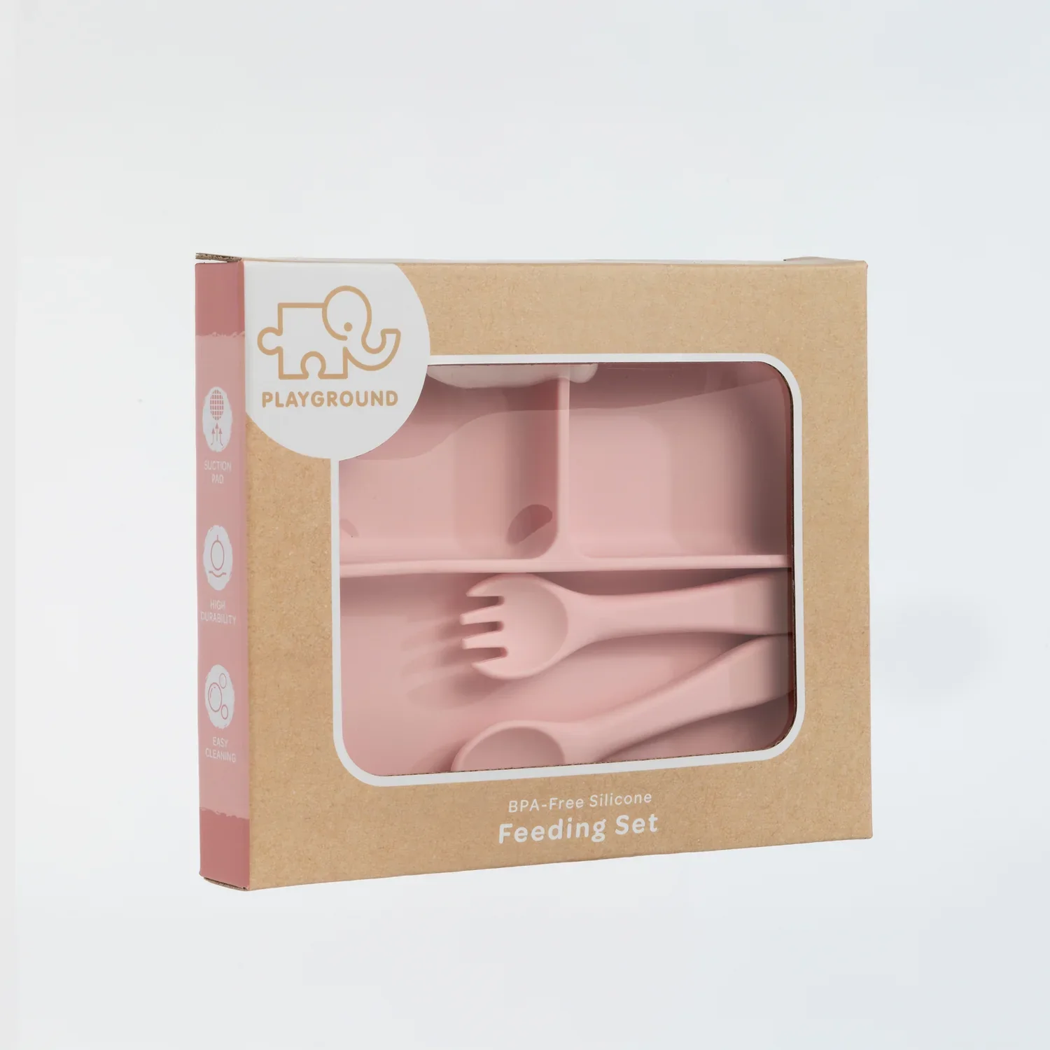 Playground Silicone Feeding Set - Light Pink - Image 4