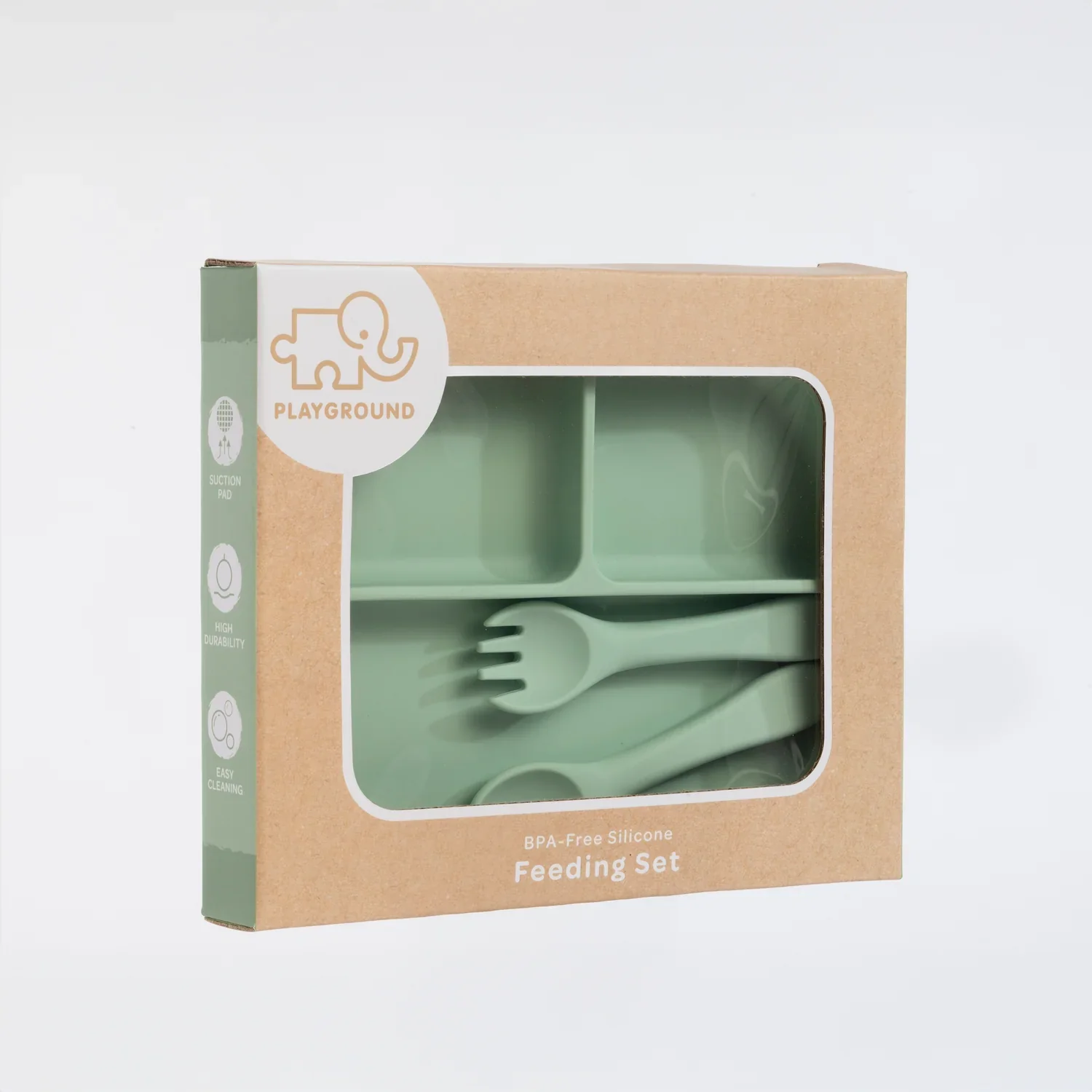 Playground Silicone Feeding Set - Light Sage - Image 4