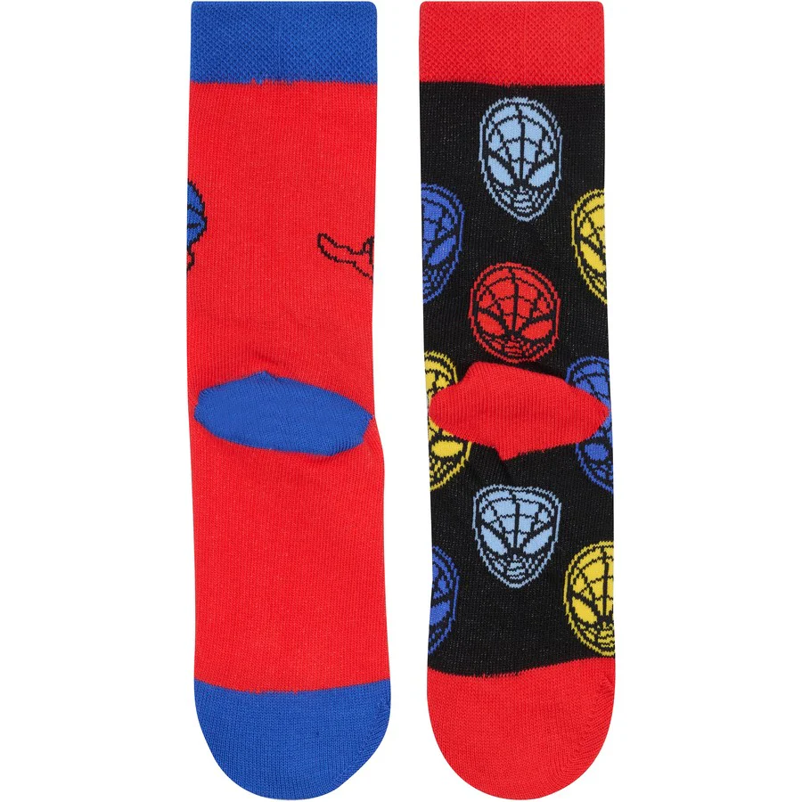 Rio Spider-Man Kids Crew Socks 2 Pack - Black / Red - Image 2