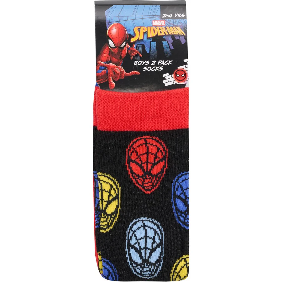 Rio Spider-Man Kids Crew Socks 2 Pack - Black / Red - Image 3