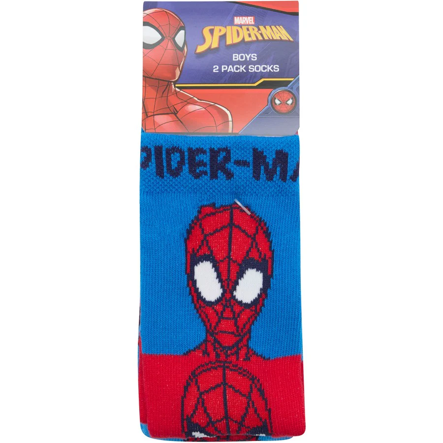 Rio Spider-Man Kids Crew Socks 2 Pack - Blue & Red - Image 2