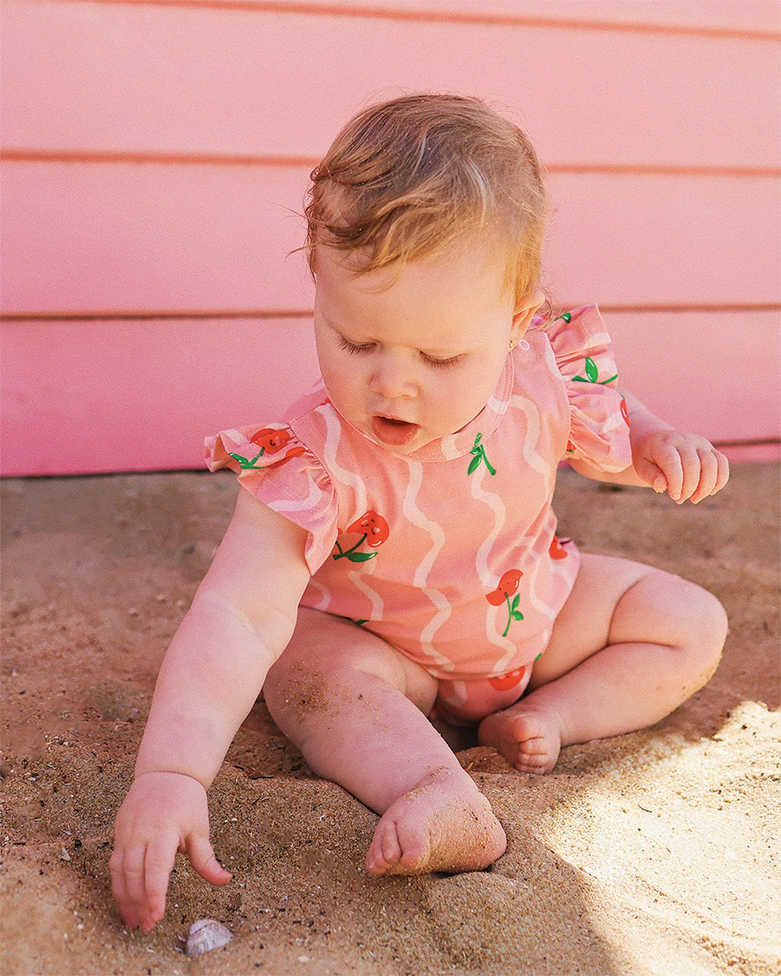 Rock Your Baby Cherry Squiggle Bubble Bodysuit - Image 3