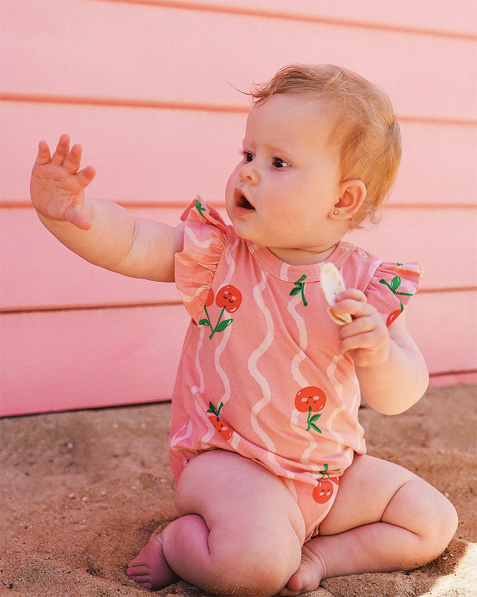 Rock Your Baby Cherry Squiggle Bubble Bodysuit - Image 4