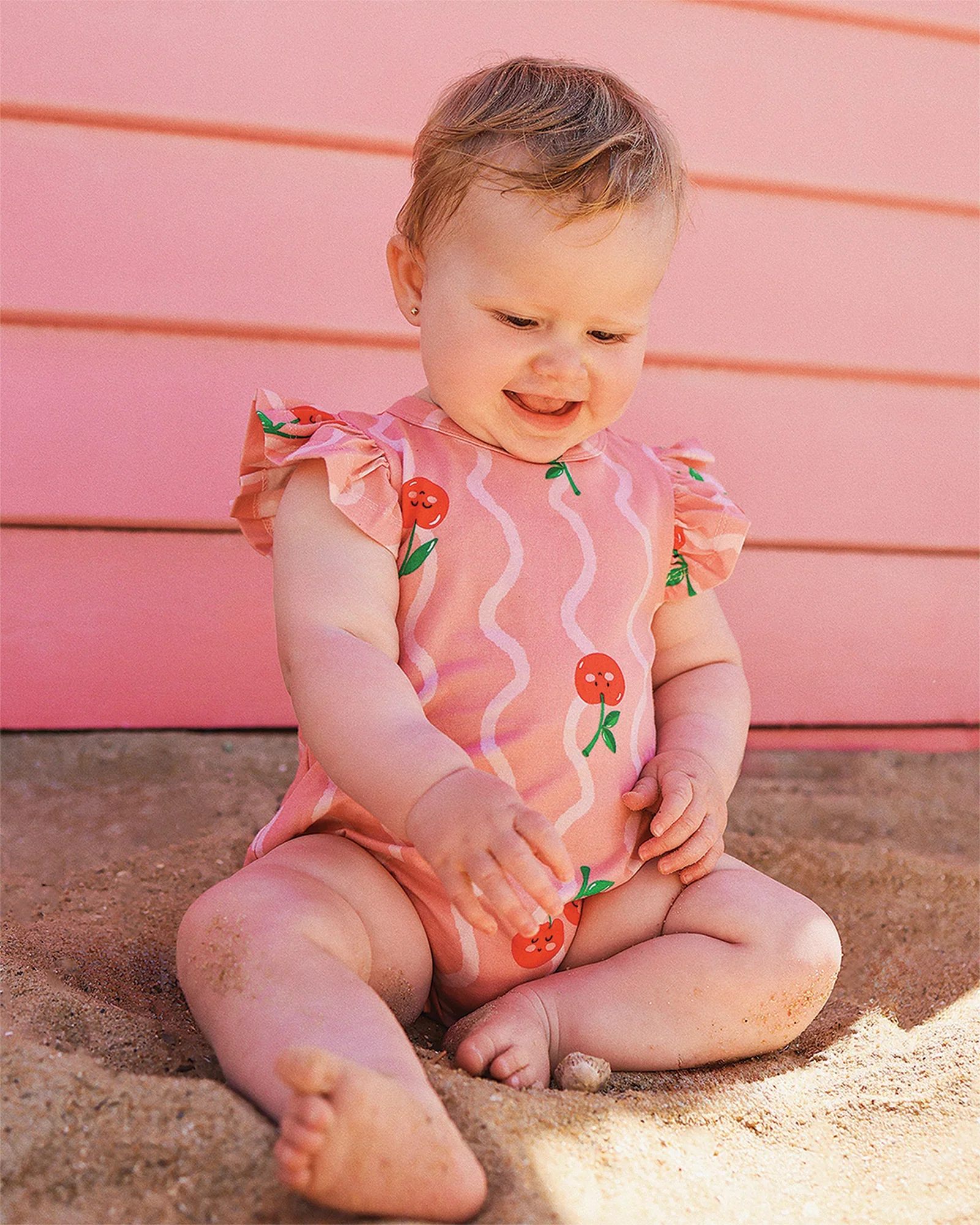 Rock Your Baby Cherry Squiggle Bubble Bodysuit - Image 5