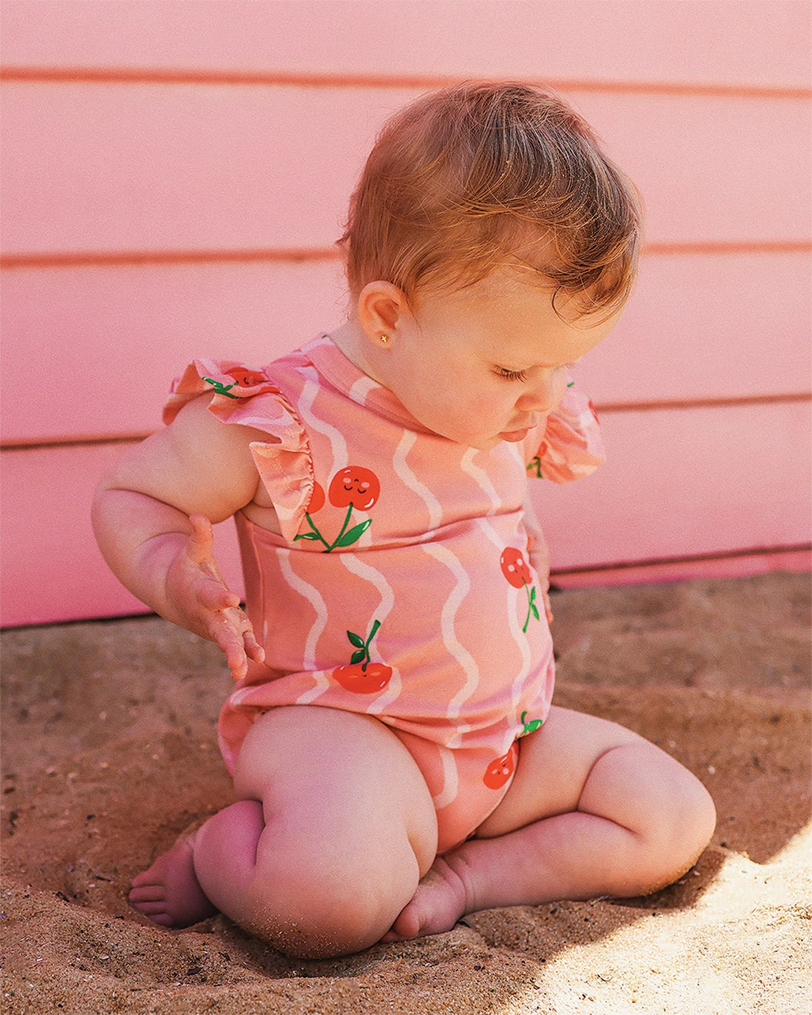Rock Your Baby Cherry Squiggle Bubble Bodysuit - Image 6