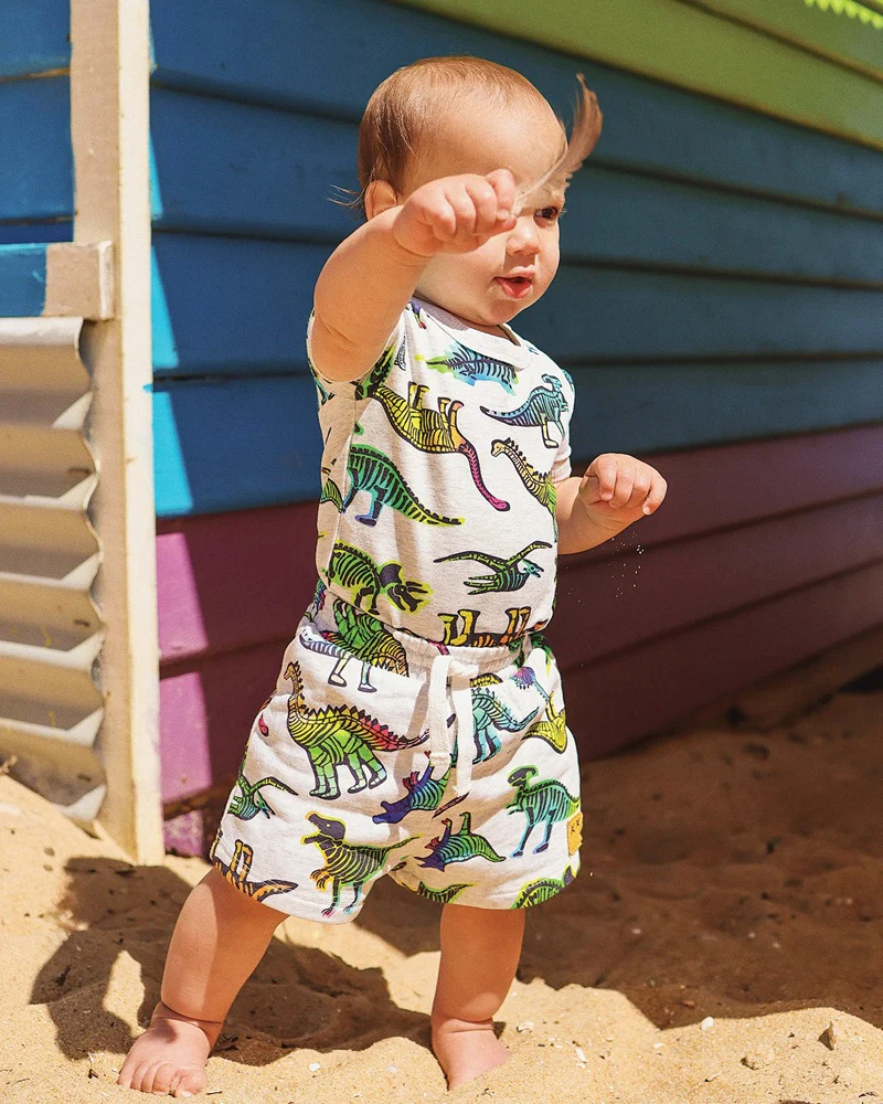 Rock Your Baby French Terry Short - Dino Party - Image 4