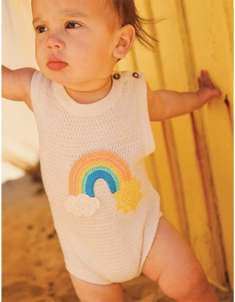 Rock Your Baby La Mer Knitted Romper - Cream - Image 3