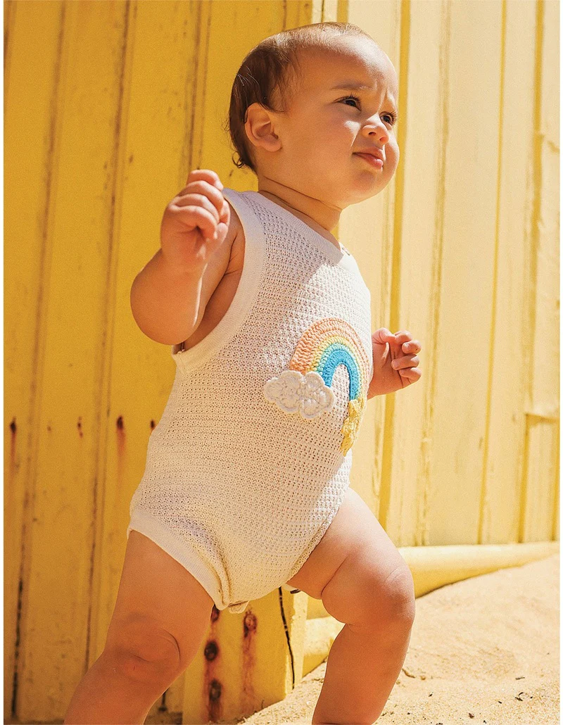Rock Your Baby La Mer Knitted Romper - Cream - Image 4