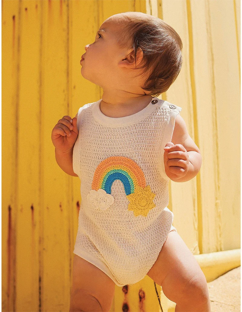 Rock Your Baby La Mer Knitted Romper - Cream - Image 5