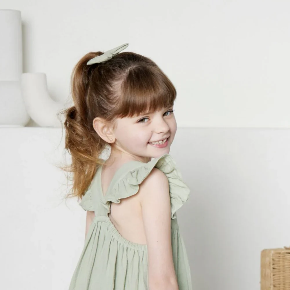 Tiny Twig Angel Dress - Sage Crinkle - Image 3