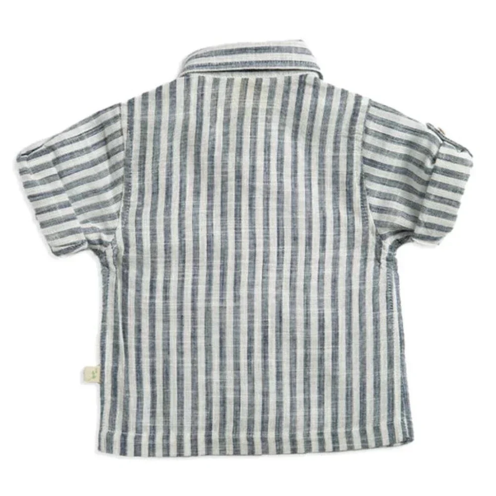 Tiny Twig Cambric Shirt - Woven Stripes - Image 2
