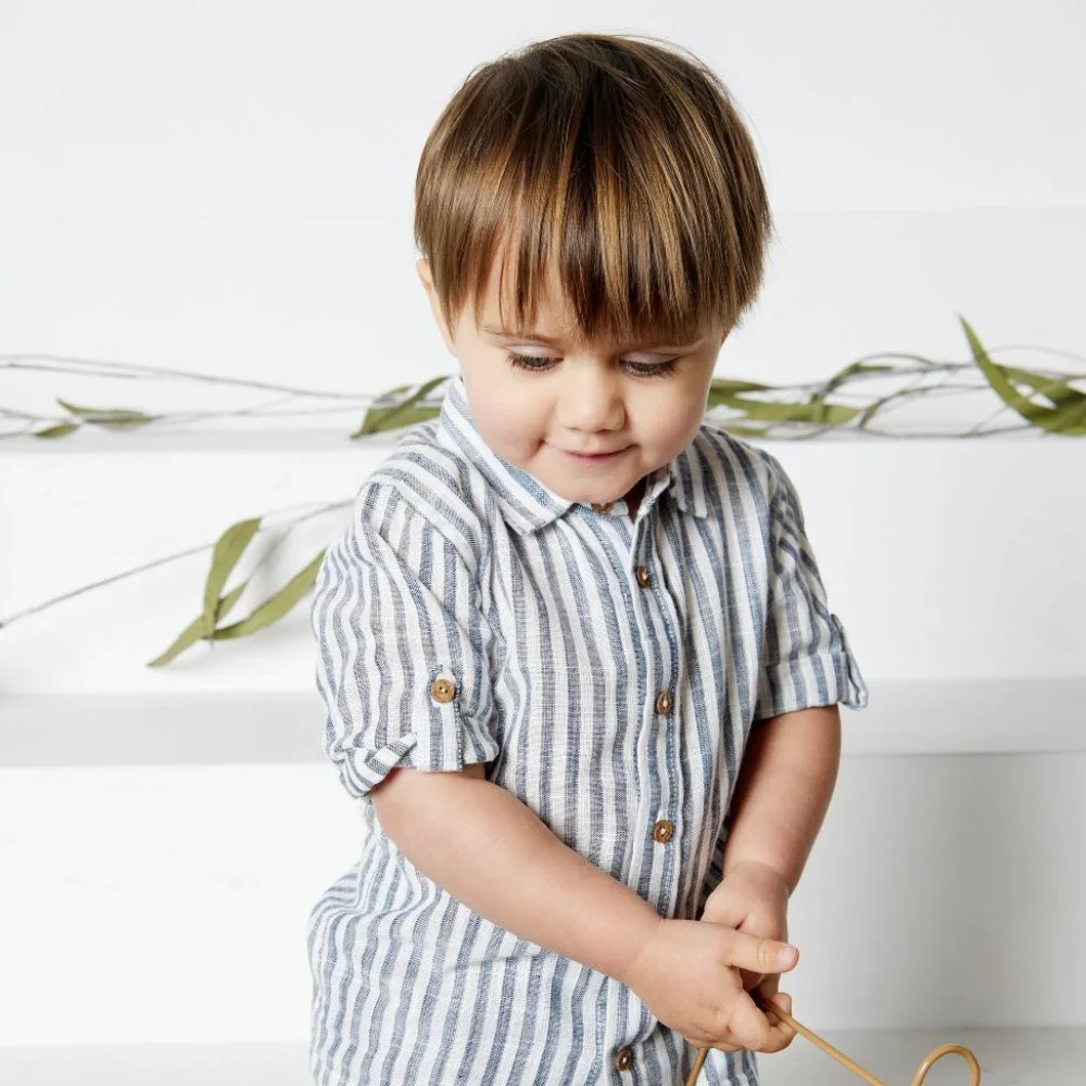 Tiny Twig Cambric Shirt - Woven Stripes - Image 3