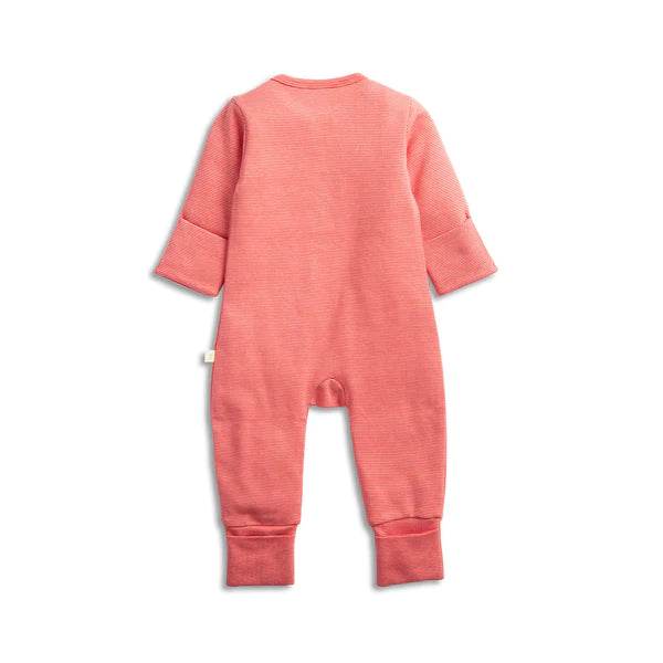Tiny Twig Organic Long Sleeve Zipsuit - Berry Stripes - Image 2