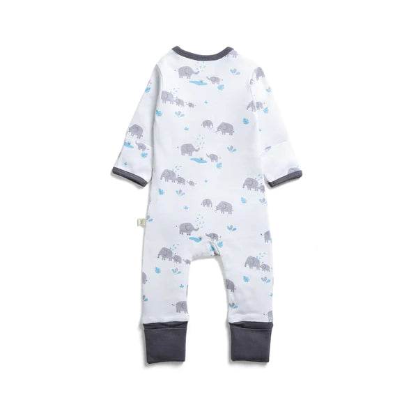 Tiny Twig Organic Long Sleeve Zipsuit - Elephant AOP - Image 2