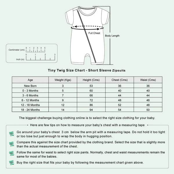 Tiny Twig Organic Short Sleeve Zipsuit - Elephant AOP - Image 4