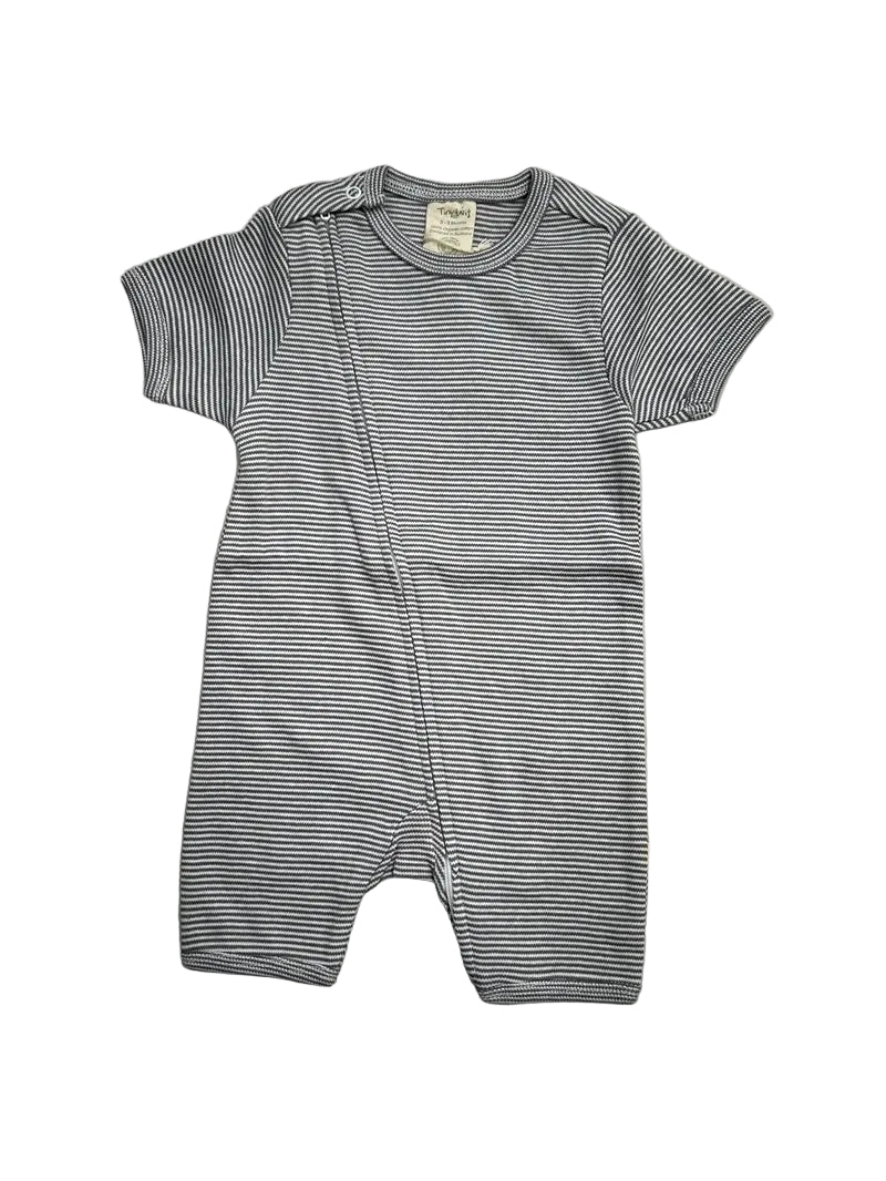 Tiny Twig Organic Short Sleeve Zipsuit - Granite Stripes